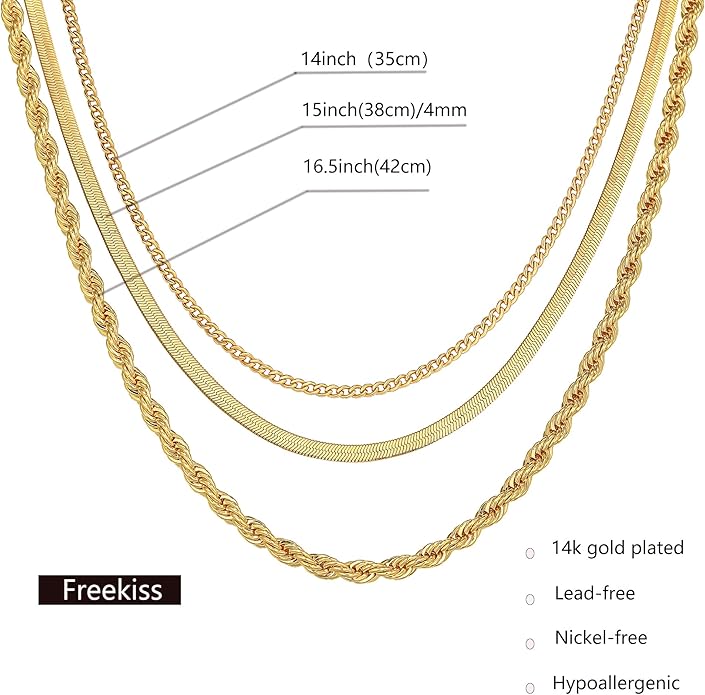 Herringbone Necklace for Women,Dainty Gold Necklace,14k Gold Plated Snake,Gold Chain Choker Necklaces,Simple Gold Layered Necklaces,Gold Jewelry Gift for Women