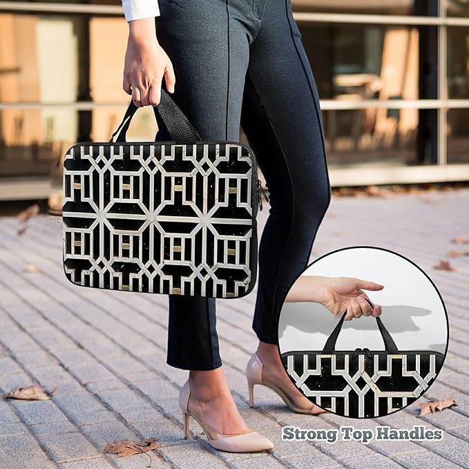 Universal Laptop Sleeve Tablet Case 12 inch, Vintage Geometrics Slim Carrying Case Durable Handbag Travel Laptop Bag for Surface Pro 9 8 7/Laptop Go 2 3, MacBook Air 11/12