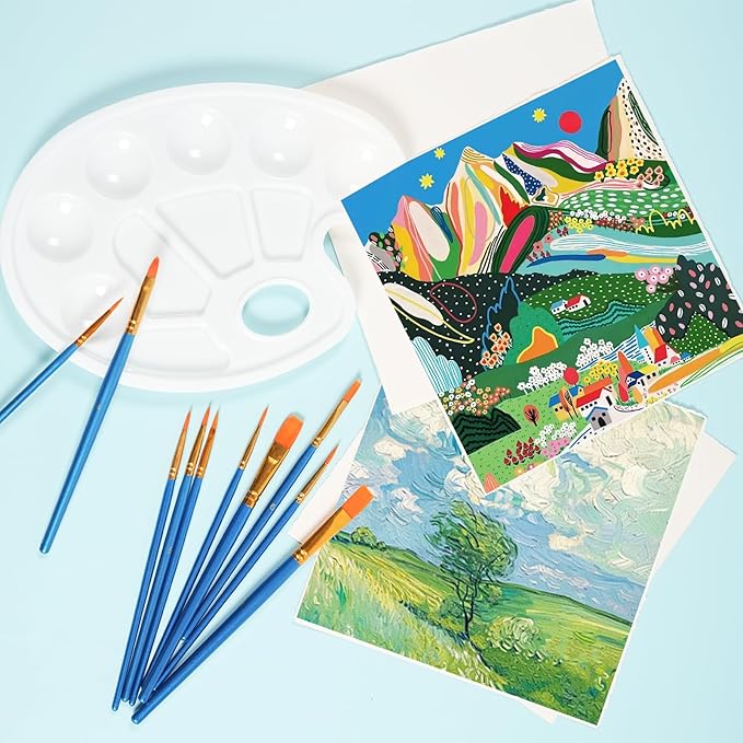 72 Pcs Painting Brush Palette Set, 60 Pcs Paint Brushes with 12 Palettes for Kids or Adults to Create Art Paint Oil Watercolor