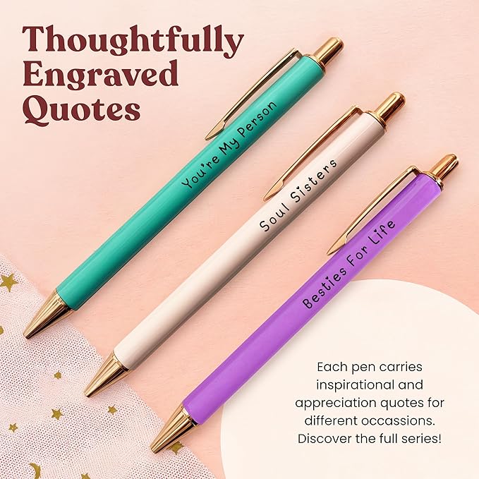 MESMOS 3pc Fancy Pen Set for Women, Best Friend Christmas Gifts for Women, Best Friend Birthday Gifts for Women, Friendship Gifts for Women Friends, Long Distance Gifts for Best Friends Female