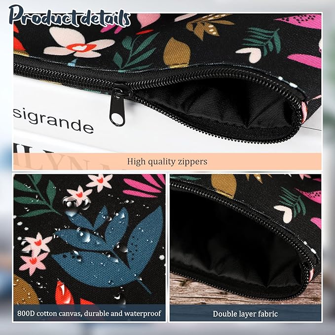 Book Sleeve Book Covers Book Protector Floral Printed with Zipper Washable Fabric for Teen Adult Book Lover Teacher Student(Medium,11 X 8.7 Inch)…