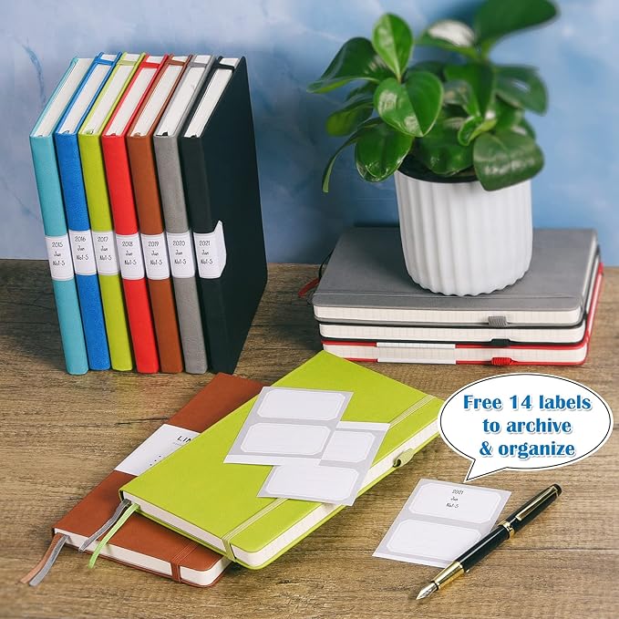 7 Pack Lined Journal Notebook, Hardcover PU Leather Notebook for Men Women, 100 GSM Thick Numbered Pages with Index Content, Inner Pockets, Bookmarks, A5 Ruled Writing Journal Bulk (Deep Blue)