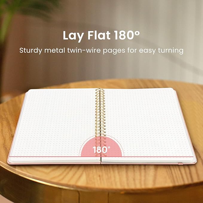 Dotted Spiral Journal Notebook for Women & Men, 140 Pages, Bullet Dotted Notebook for Journaling & Note Taking, Journals for Writing, A5(6"x8") - Pink
