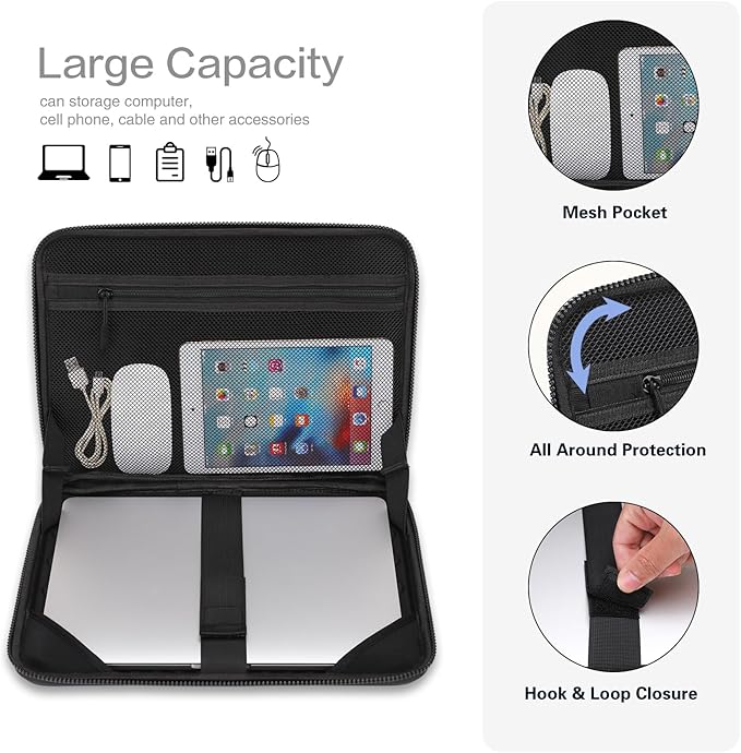 MOSISO 13-13.3 inch Laptop Sleeve with Handle, Waterproof Shockproof Protective Symmetrical Trapezoid EVA Computer Bag Carrying Case Compatible with MacBook Air/Pro 13.3, Dell XPS 13, Black