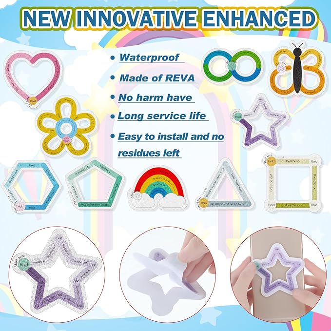 80 Pcs Anxiety Sensory Stickers with Inspirational Quotes Calm Textured Strips Relief Mental Health Stickers School Office Adhesive Sensory Tape Anti Stress Toys for Adults Teens (Lovely)