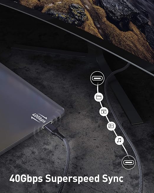 Maxonar [2 Pack 6.6Ft] Thunderbolt 4 Cable, TB4 Cable 40Gbps Data Sync/100W Charging and 8K Display for Thunderbolt 4/3, USB 4,USB C