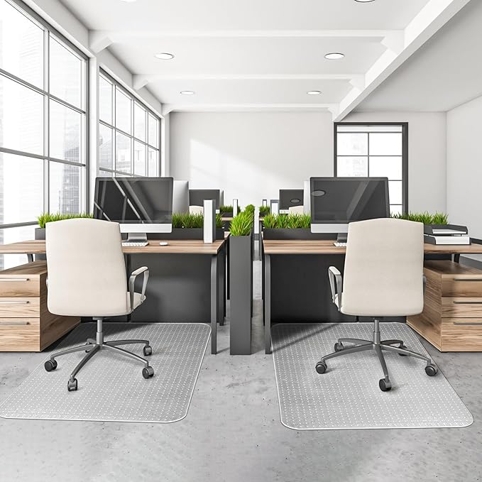 Office Chair Mat for Carpets, Desk Chair Mat for Low Pile Carpeted Floors, Heavy Duty Transparent Office Floor Mat for Office Chair on Carpet, for Work, Home, Gaming (36" X 48" with Extended Lip)