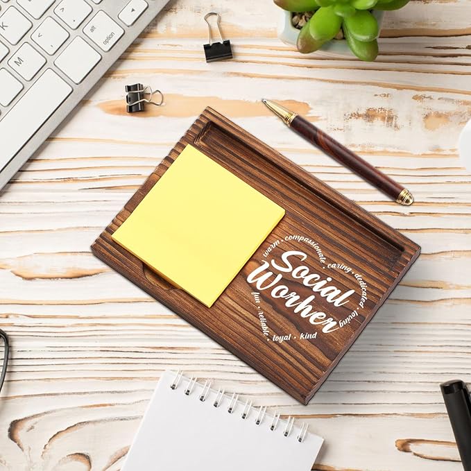 Social Worker Sticky Note Holder, Social Worker Graduate Gift, Thank You Appreciation Gift for School Counselor Therapist Social Worker Self-Stick Note Pad Holders Desk Organizer TZP16