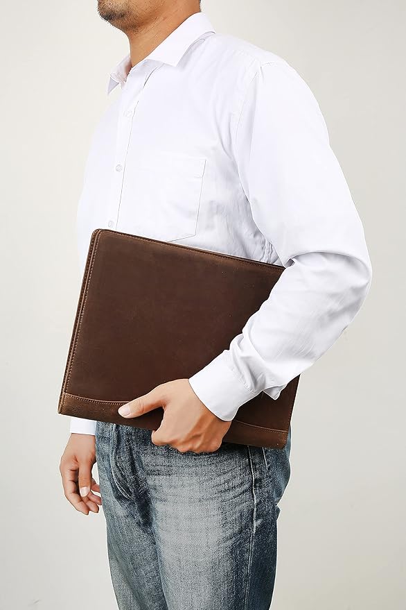 Personalized Leather Portfolio for Men, Engraved Leather Clipboard Portfolio Binder, Custom Leather Resume Padfolio for Women, Christmas Gift for His/Her (Notepad, Khaki-Custom)
