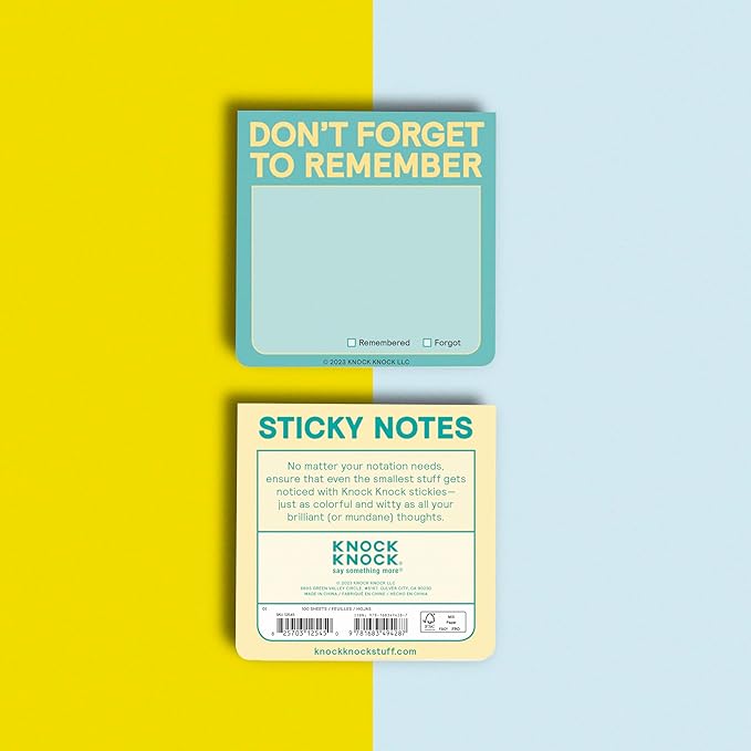8-Count Knock Knock Don't Forget to Remember Sticky Note Pad, to Do List Notes, 3 x 3-Inches, 100 Sheets Each