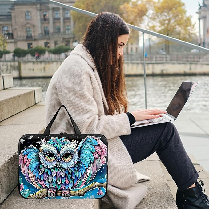 Laptop Sleeve Case Bag 13 inch, Owl Blue Slim Carrying Case Durable Handbag Travel Laptop Bag for 13 inch MacBook Air M3/M2/Pro M2/ 13" iPad Pro/Air M4/M2 2024