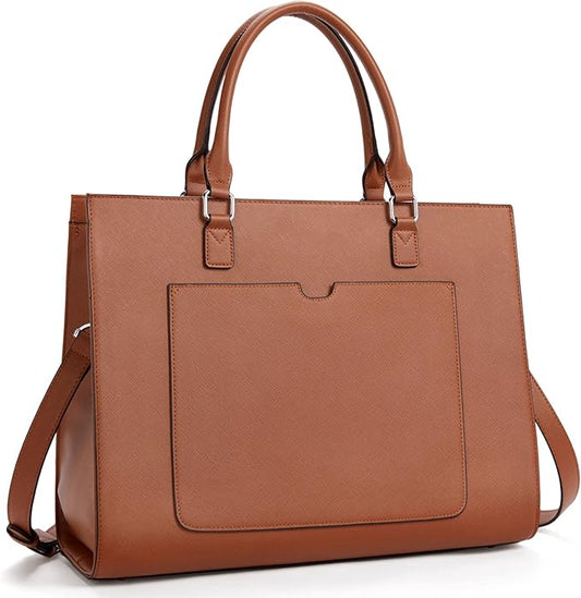 Telena Laptop Tote Bag for Women, 15.6 Inch Shoulder Tote Bag Leather Briefcase for Women, Large Capacity Handbag Bags