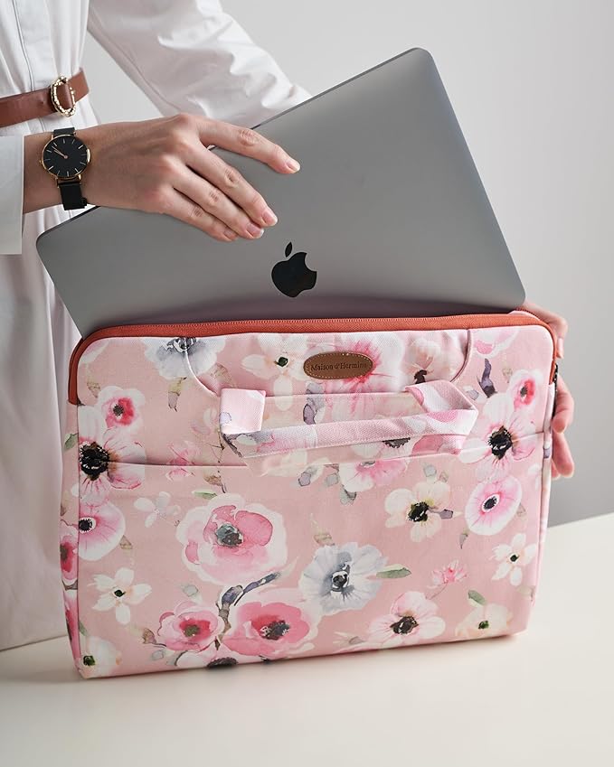 Maison d'Hermine Laptop Bag upto 13.5 inch Stain and water repellent Cotton canvas - Romantic Poppy