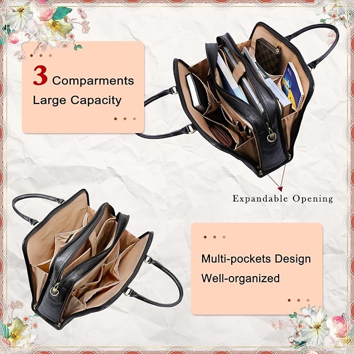 Banuce Vintage and Stylish Genuine Full Grains Italian Leather Briefcase for Women Laptop Bag Business Work Bag