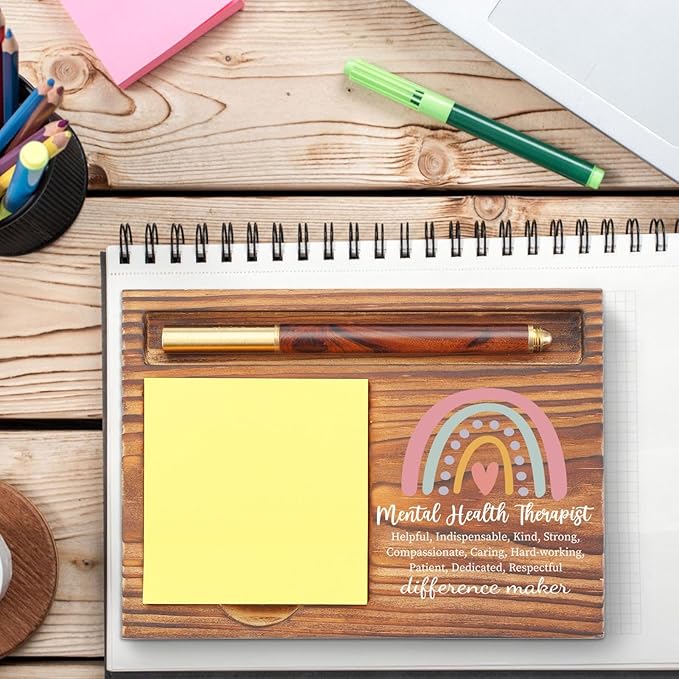 Mental Health Therapist Gifts Sticky Note Holder, Thank You Gift School Counselor, Mental Health Therapist Appreciation Gift, Therapist Graduation Gift Self-Stick Note Pad Holders TZP48