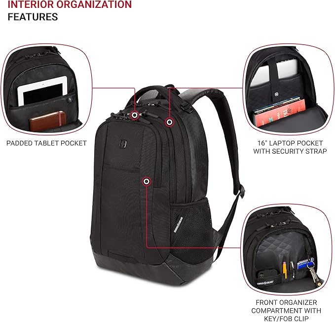 SwissGear Cecil 5505 Laptop Backpack, Black Hex, 18-Inch