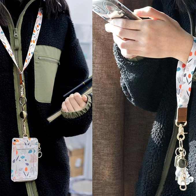 2 Pack Metal Retractable Badge Reel ID Badge Holder with Cord and Carabiner Key Chain (Rose Gold)