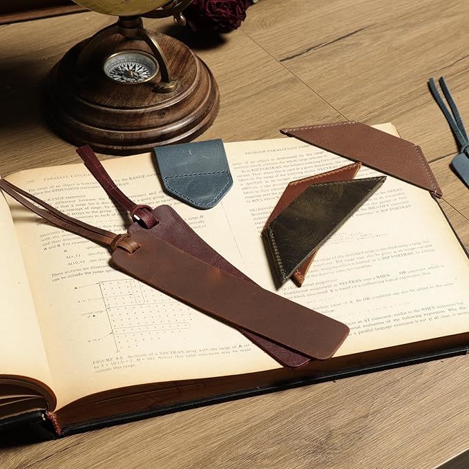 Londo Genuine Leather Handmade Bookmark (Set of 2) (Magnetic, Light Brown)