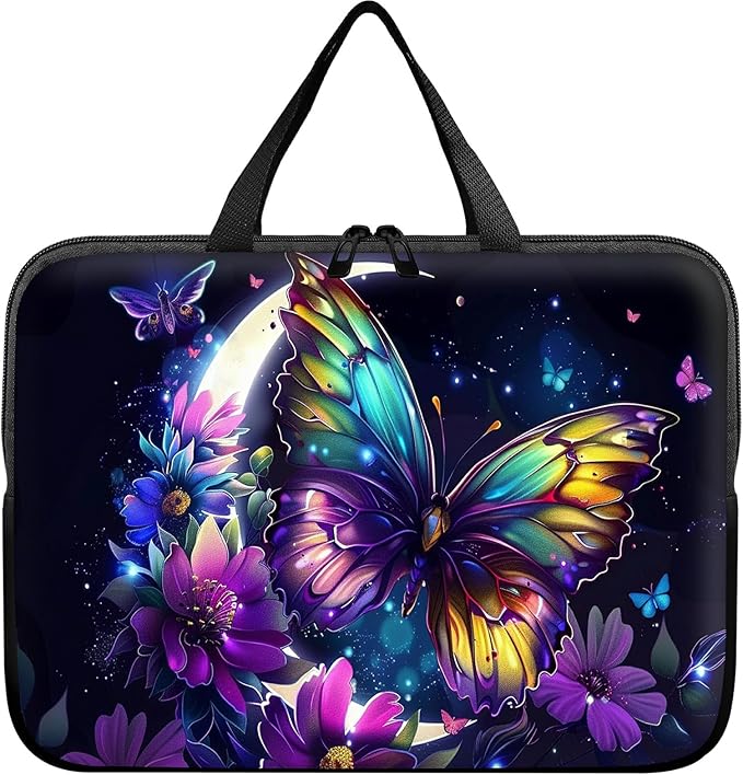 Universal Tablet Laptop Sleeve Case 10 inch, Color Moon Butterfly Slim Carrying Case Durable Handbag Travel Laptop Bag for 7 to 10-inch Laptops/Notebook/Kids Tablet/ipad/eBook Readers