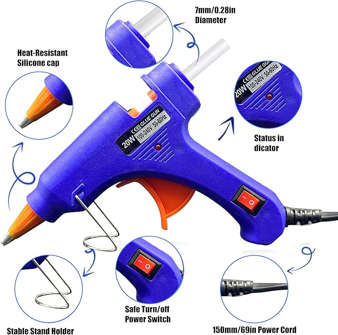 Mini Hot Glue Gun 10pcs Glue Stick Hot Glue Gun Set For Quick Repair Artist DIY Art Home 20w Grey