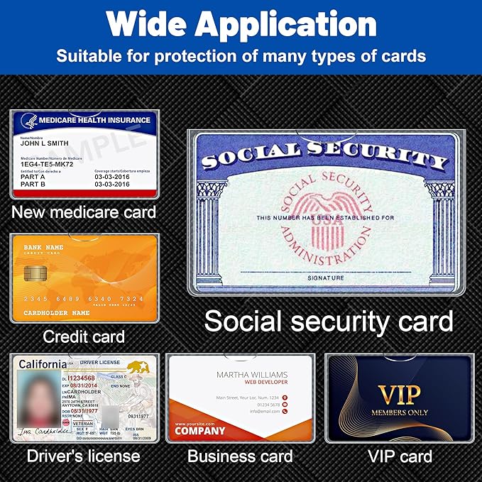 16 Pack Social Security Card Protector Sleeves, Ultra Clear & Durable 31Mil Waterproof SSN/New Medicare/Credit Card Holder, Soft ID/Debit/Credit Card Covers