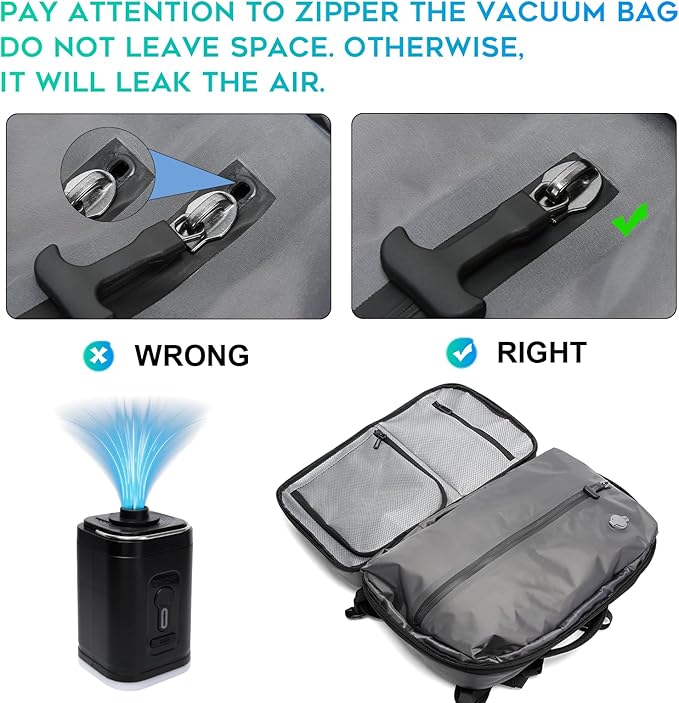 BANGE Airback Backpack,60L Expandable Travel Backpack Vacuum Compression with Air Pump, Waterproof and Anti-Theft Laptop Backpack for Hiking, Business and Travel