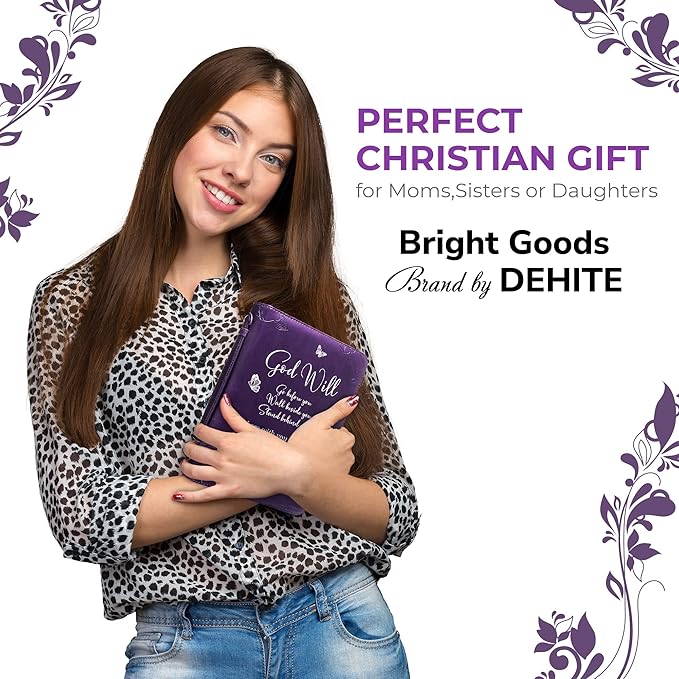 DEHITE Briefcase for Women – Leather Carrying Bag Large Size – | Fits Book 7 x 10.1 x 1.9 in | Pen Slots | Zippered Pocket | Premium Faux Leather | – Purple Accessories Gifts