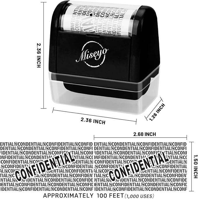 Miseyo Wide Roller Stamp Identity Theft Stamp 1.5 Inch Perfect for Privacy Protection - 3Pack Set (Black)