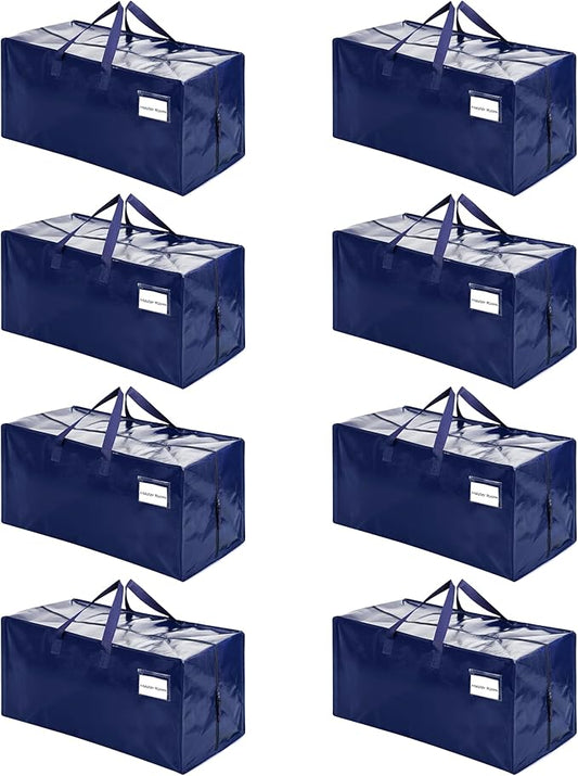 VENO 8 Pack Moving Bags w/Backpack Straps, Moving Boxes & Storage Bins Alternative, Packing Supplies, Camping Accessories Totes for Storage, Dorm Room Essentials Storage Bags (Blue, 8 Pack)