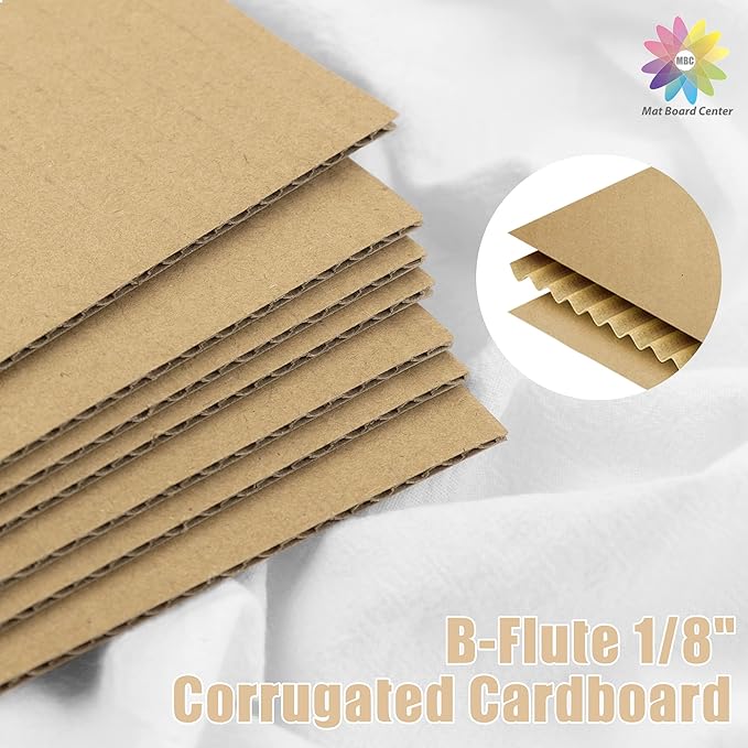 Mat Board Center, 25 pack 11x17 Brown Cardboard sheet, 1/8 inch thick, Flat Corrugated Cardboard Inserts for Packing, Shipping, Mailing, Cardboard Backing, Art Craft Card Board