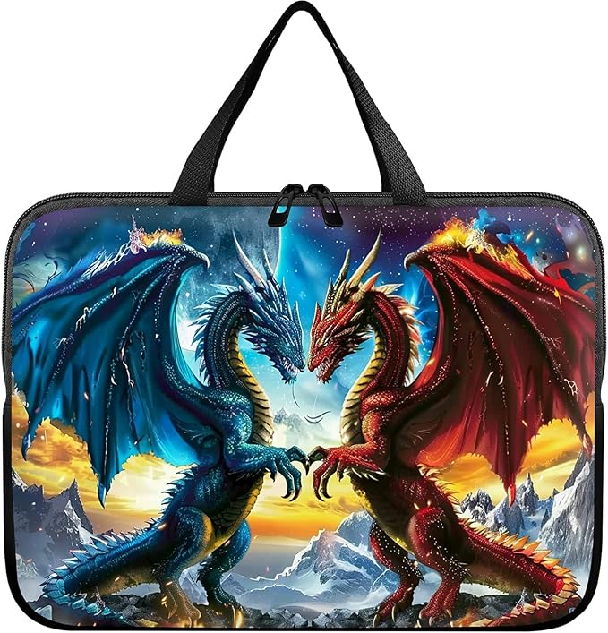 Laptop Sleeve Case Bag 13 inch, Blue Red Dragons Slim Carrying Case Durable Handbag Travel Laptop Bag for 13 inch MacBook Air M3/M2/Pro M2/ 13" iPad Pro/Air M4/M2 2024