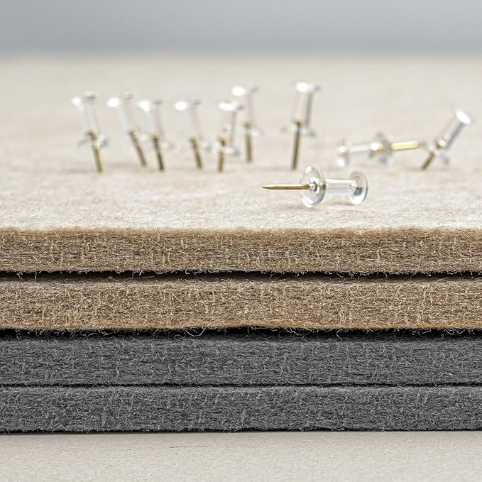 Large Bulletin Board - 48 x 48 Inches, Decorative Felt Pin Board for Wall - 4' x 4' Foldable Photo Display Board with Self-Adhesive Tape, Includes 20 Push Pins - Gray