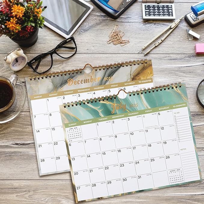 Lbylyhxc 2025-2026 Calendar - 18 Monthly Wall Calendar 2025-2026 from January 2025 to June 2026, 11 x 8.5 Inches.Thick Paper with Julian Dates and Block for New Year and Christmas Presents (2025-2026 wall calendar veins)