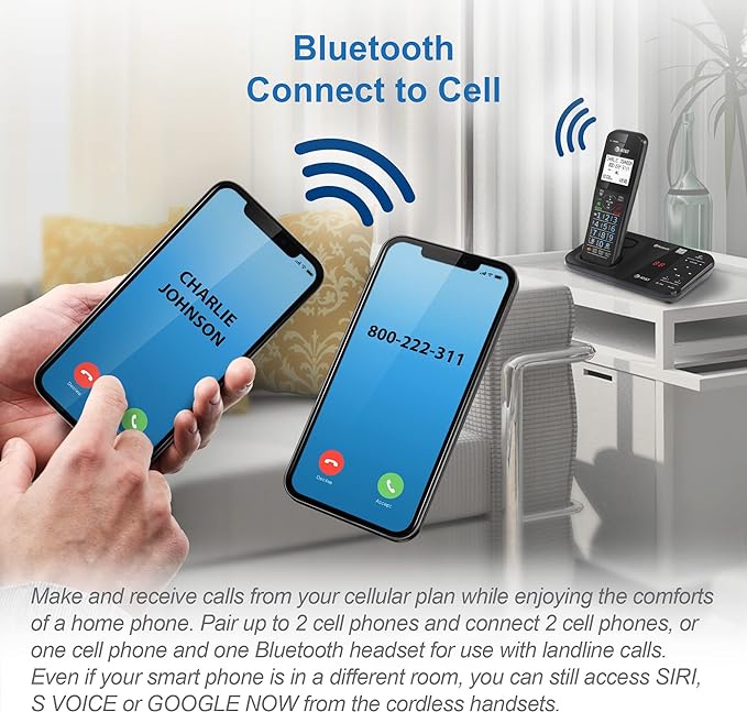 AT&T GL2113-21 Cordless Home Phone with Smart Call Blocker, Bluetooth Connect to Cell, Answering Machine, Full-Duplex Speakerphone