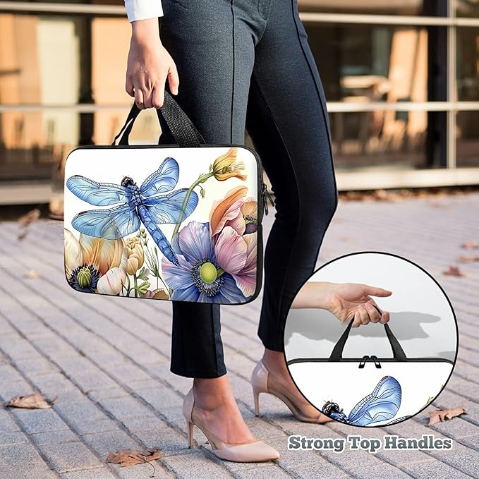 Universal Tablet Laptop Sleeve Case 10 inch, Blue Dragonfly Slim Carrying Case Durable Handbag Travel Laptop Bag for 7 to 10-inch Laptops/Notebook/Kids Tablet/ipad/eBook Readers