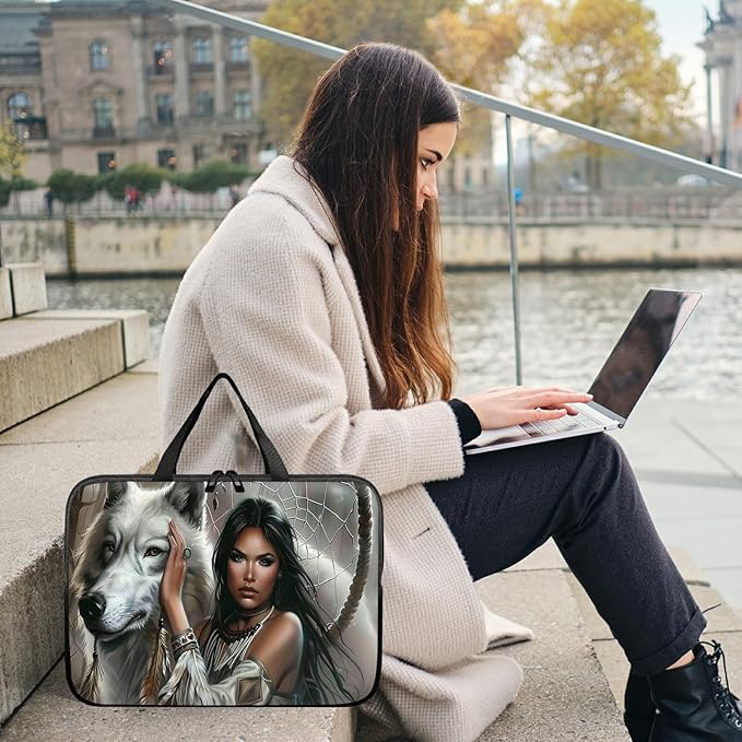 Laptop Sleeve Case Bag 13 inch, White Wolf Slim Carrying Case Durable Handbag Travel Laptop Bag for 13 inch MacBook Air M3/M2/Pro M2/ 13" iPad Pro/Air M4/M2 2024