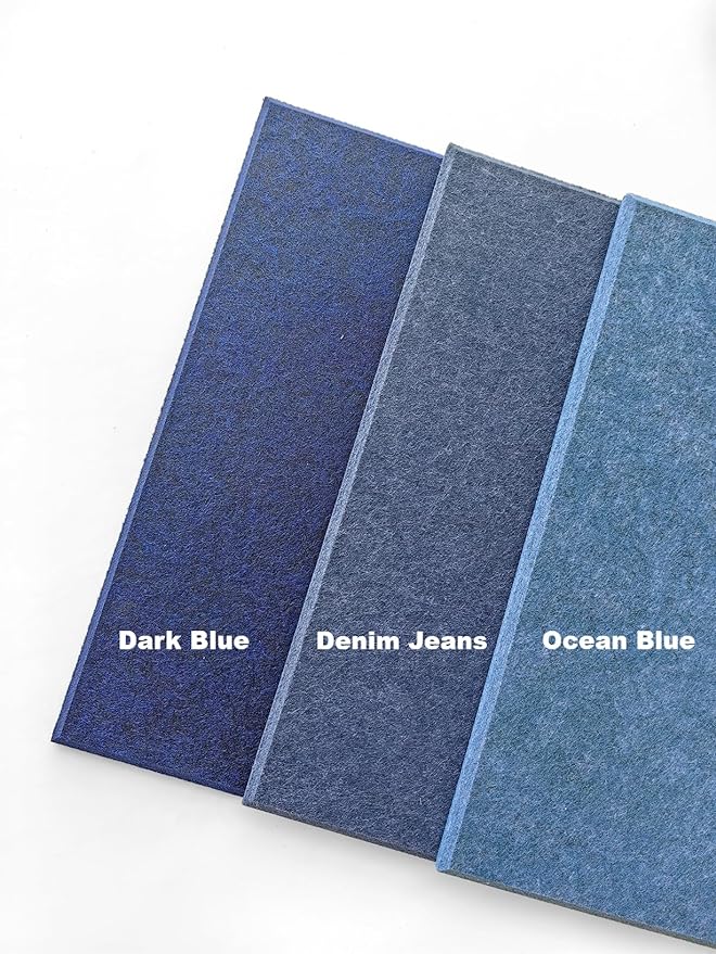 Large Office Cork Board Alternative - 47"x35" 12 Pack Felt Wall Tiles with Safe Removable Adhesive, Cork Boards for Walls Office Pin Board Tack Board Cork Board 48 x 36 – Dark Blue
