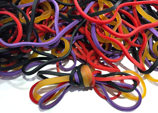 Rubber Bands, Size 117b (7" x 1/8'') Colorful Natural Rubber Band, 117 Heavy Duty Elastic Office Supplies Rubber Bands for Office Files Bank Paper Bills Money or School (1/4 Pound Bag)
