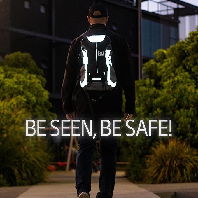 Reflective Motorcycle Backpack Lightweight, Water Resistant Casual Daypack with Laptop Pocket for Safe Commuter, Biking, and Daily Use. 35L Sport bookbag to Avoid Accidents (black backpack)