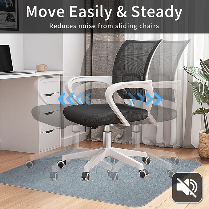 SHAREWIN Office Chair Mat for Hardwood/Tile Floor, 47"x36" Computer Gaming Chair Mat, Under Desk Low Pile Office Rug, Easy-Clean Floor Protector Mat, Dark Grey