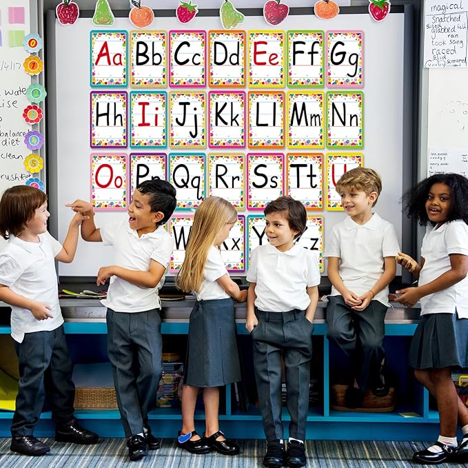 Bulletin Board Letters - ABC Alphabet Poster Classroom Decorating Set Toddler English Poster Kindergarten Elementary Classroom Nursery Home Wall Decoration（Multicolored Confetti）