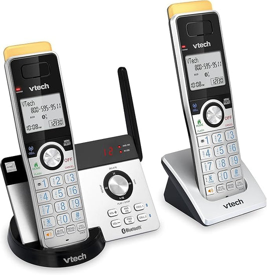 VTECH IS8121-2 Super Long Range up to 2300 Feet DECT 6.0 Bluetooth 2 Handset Cordless Phone for Home with Answering Machine, Call Blocking, Connect to Cell, Intercom and Expandable to 5 Handsets