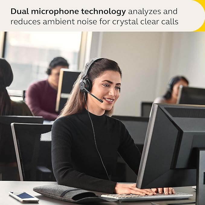 Jabra Evolve2 30 SE Wired Stereo Noise-Cancelling Headset - Features 2-Microphone Call Technology and USB-C Cable - MS Teams Certified, Works with All Other Platforms - Black
