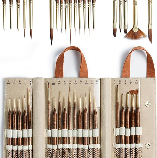 Artify Extreme Detail Paint Brushes, Miniature Paint Brushes for Models & Art Painting, 20pcs Mini Small Paint Brushes for Fine Detailing with a Handbag, Acrylic,Watercolor,Oil,Models,40K