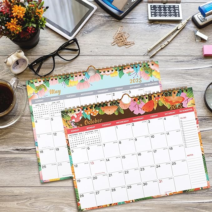 Lbylyhxc 2024-2025 Calendar - Includes July 2024 to December 2025-18 Monthly Wall Calendar 2024-2025, 11 x 8.5 Inches.Thick Paper with Julian Dates and Block for New Year and Christmas Presents (2024-2025 wall calendar flower)