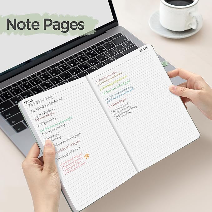 SUNEE 2025 Weekly & Monthly Hardcover Planner 5.5" x 8.3" - 12 Month (January 2025 - December 2025), Small Hardcover Planner, Pocket, Notes, 100 GSM Paper, Sage Green