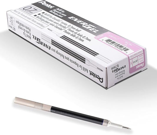 Pentel Refill Ink - For EnerGel Gel Pen, 0.7mm Metal Tip, Medium, Lilac Ink, 12 Pack (LR7-V3)