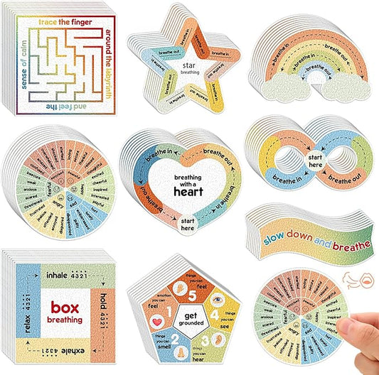 Libima 72 Pieces Anxiety Sensory Stickers Anxiety Textured Stickers Fidget Stickers Mindfulness Sticker School Counselor Supplies Adult Sensory Items Anxiety Relief, 9 Styles(Retro Color)