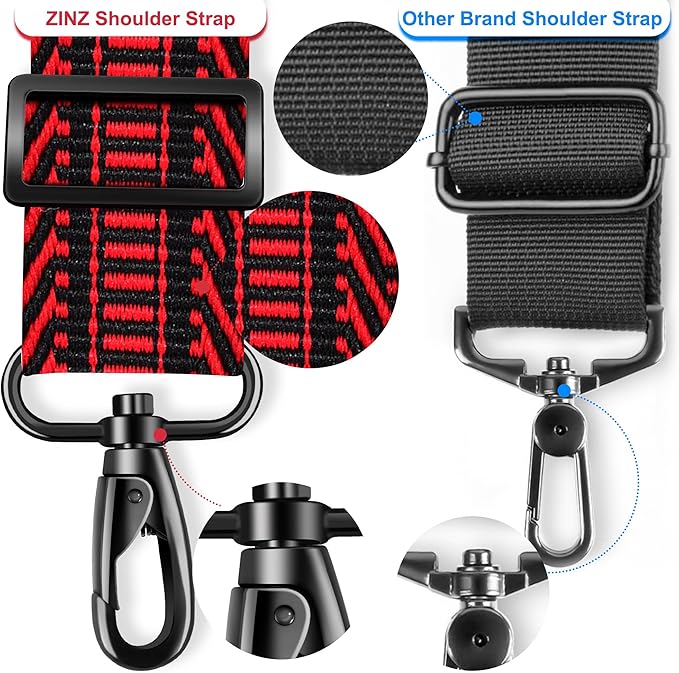 ZINZ 75" Shoulder Strap with Fixed Pad and Dual Balanced Buckles，Black Red Jacquard