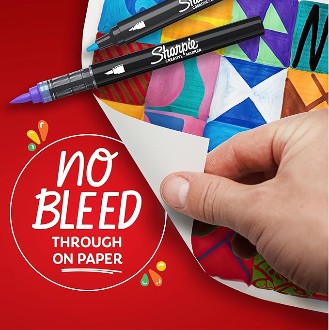 Sharpie Acrylic Creative Markers, Bullet Tip, Vibrant Assorted Colors, Non-Bleeding Water-Based Ink, Pack of 12